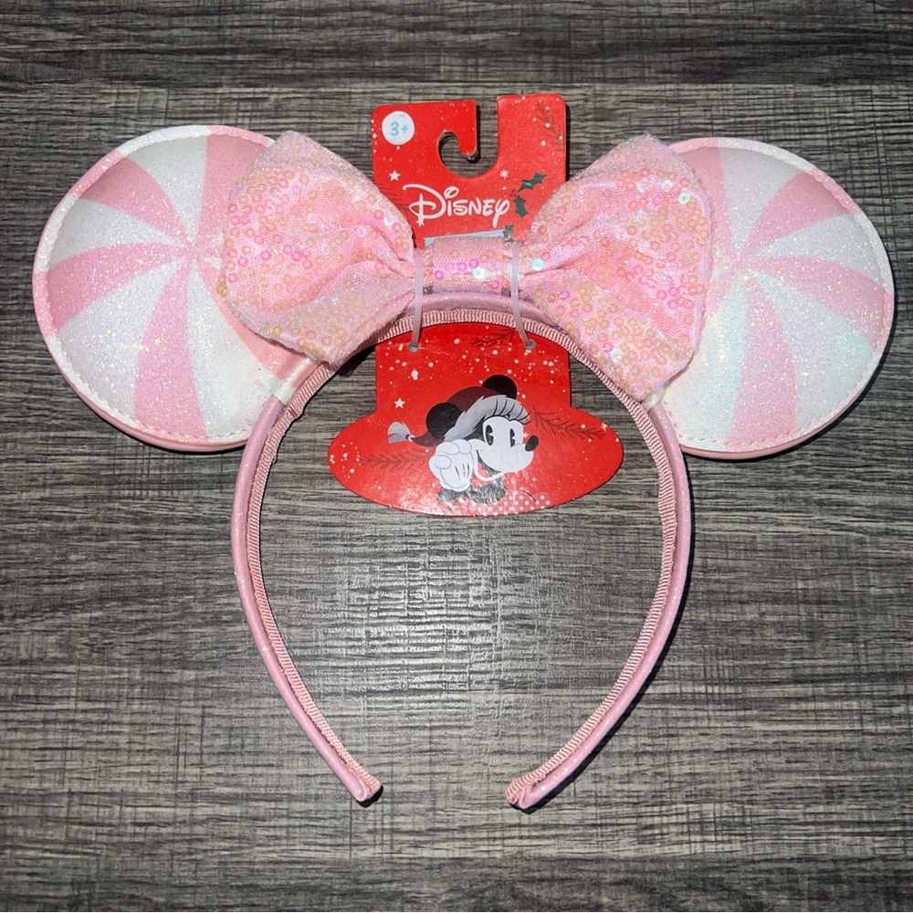 Disney Minnie Mouse Pink Peppermint Headband Ears RARE COLOR NWT